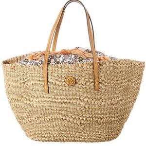 TORY BURCH Straw Beach Tote in Hicks Garden